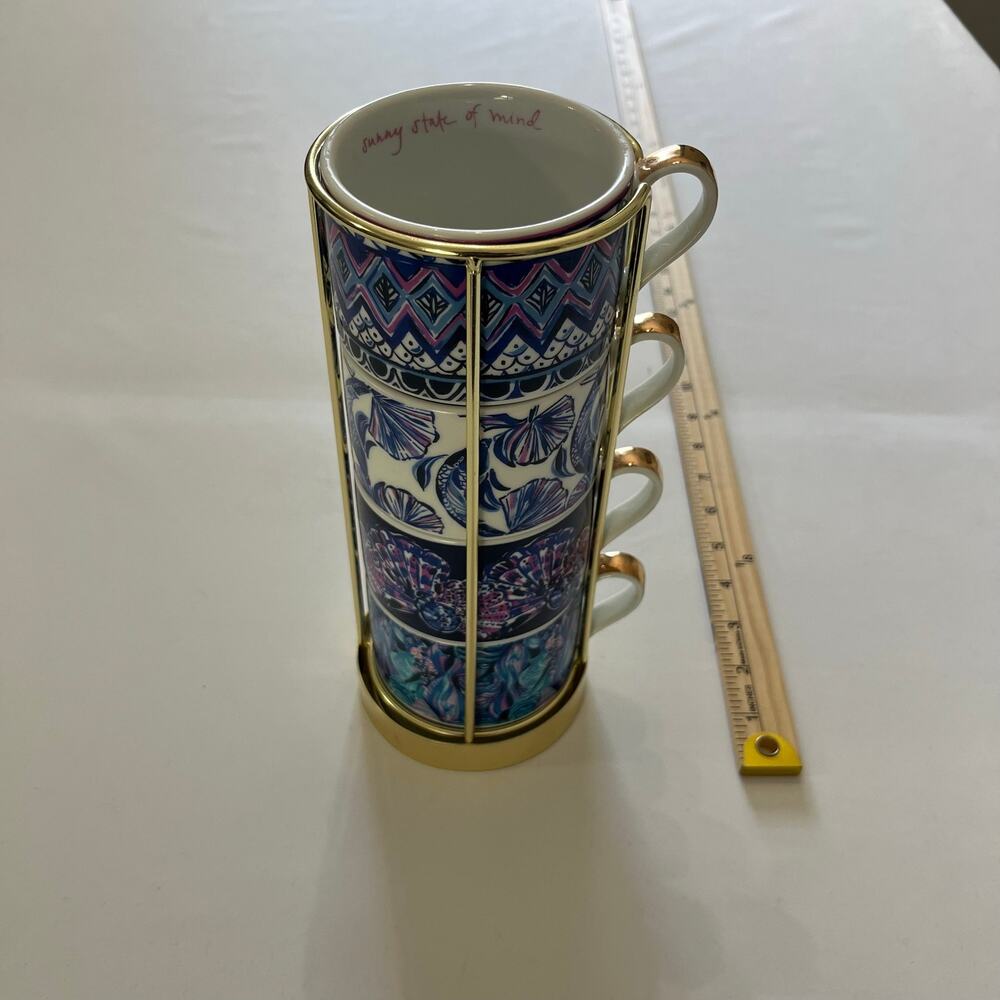 Lilly Pulitzer Sunny State of Mind 4 pc Cappuccino Mug Set